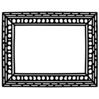 Decorative rectangular picture frame with ornate pattern, empty border, outlined, classic vintage design vector