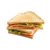a sandwich with ham and lettuce on transparent background png