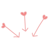 three arrows pointing in different directions, with hearts in the middle png