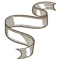 vintage hand drawn ribbon banner curved sketch, blank decorative scroll for announcement, design, invitation vector