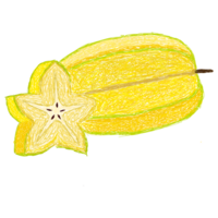 a yellow star fruit with a star on it png