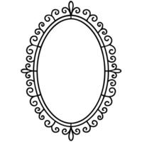 Ornate oval frame outline decorative vintage border with elegant curls, symmetrical ornamental design element vector