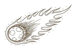 Meteor blazing through sky with tail of flames, dynamic cosmic object, space burning, fiery asteroid impact vector