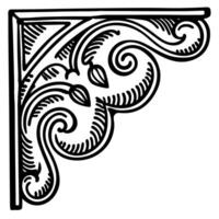ornate decorative corner bracket with intricate leaf and swirl pattern for architectural or vintage design vector