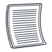 Blank sheet of lined paper illustration hand drawn single page, empty document template, writing surface concept vector