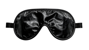 black leather sleep mask with smooth texture and elastic strap, comfortable eye cover for better rest, on isolated background png