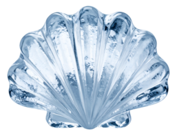 smooth shell-shaped ice block with glossy crystal texture and clean frozen surface, abstract frozen design object on isolated background png