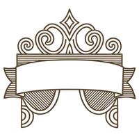Ornate vintage banner frame with decorative swirls and blank ribbon for text classic elegant retro border design vector