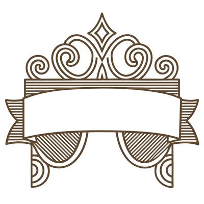 Ornate vintage banner frame with decorative swirls and blank ribbon for text classic elegant retro border design