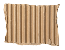 realistic ripped corrugated cardboard sheet with uneven torn edges and vertical ridged texture, brown recycled material, on isolated background png