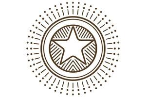 Circular abstract star emblem with concentric dotted and lined patterns geometric decorative symbol, illustration vector