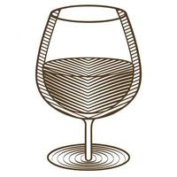 Elegant wine glass outline illustration minimalist line art drawing of empty goblet for drinks, modern bar concept vector