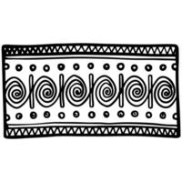 Spiral geometric border pattern hand drawn doodle swirls, dots, triangles ethnic decorative ornament design vector