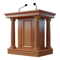 Elegant Wooden Podium with Microphones Perfect for Speech or Presentation Themes png