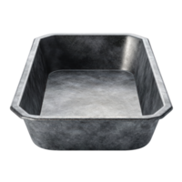 A close up studio shot of an empty gray metal rectangular shaped container png