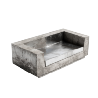 An isolated concrete rectangular structure with a metallic interior surface png