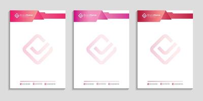 letterhead template design to creative and professional of three vertical banners size with color gradient vector