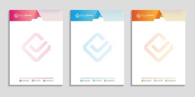 letterhead template design of three vertical banners size with color gradient and color variation vector