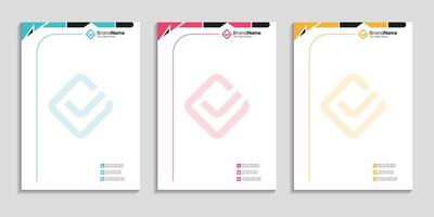 Professional clean business letterhead template design set to three color variation for any business vector