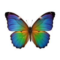 Isolated Morpho Butterfly Spread Wings with Colorful Gradient on Transparent Background png