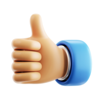3D Cartoon Hand with Thumb Up Gesture Isolated on Transparent Background png