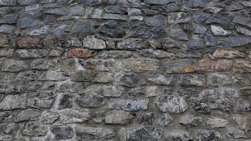 Natural stone wall with varied textures and colors photo