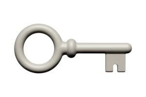 Gray Metallic Key On Transparent Background, Minimalist Single Element png