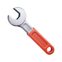 Chrome Wrench with Orange Handle on Transparent Background, Repair Tool Icon Isolated png