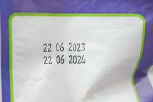 Expiration dates printed on packaging in 2023 and 2024 photo