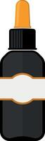 Black jar with yellow pipette. Suitable for cosmetics, medicines or other liquid substances. Clean minimal style, without background. vector