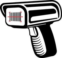 Simple black barcode scanner or handheld barcode reader icon. Minimalist flat design. Isolated on transparent background. vector