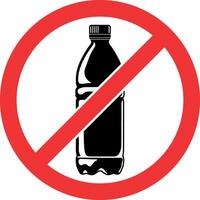 Prohibition sign with black bottle icon in a crossed-out circle without background. Symbol for no drinks allowed, suitable for public places, transport, or event rules. vector