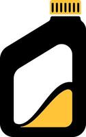 Black and yellow icon of a can for motor oil or other automotive fluid, clean style without background. vector
