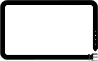 black belt forming an empty rectangular frame with a buckle. Isolated on transparent background. Ideal for fashion design, layout decoration, or label templates. vector