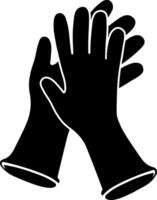 Black and white icon showing that protective gloves must be used. Simple symbol without background. vector