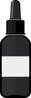 Black jar with pipette. Suitable for cosmetics, medicines or other liquid substances. Clean minimal style, without background. vector