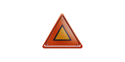Orange reflective warning triangle sign isolated on transparent background png