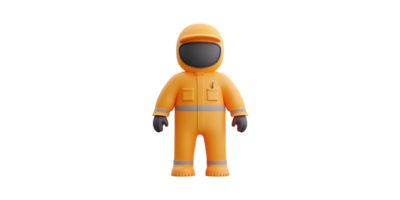Astronaut character in orange space suit isolated on transparent background png