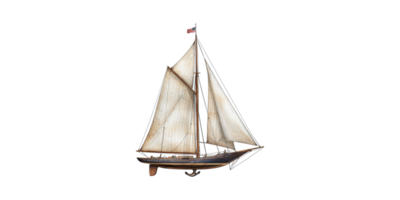 Vintage sailing ship with flags isolated on transparent background png