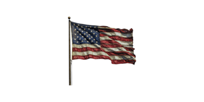 American flag waving on flagpole isolated on transparent background png