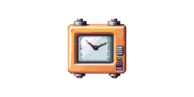 Vintage television with analog clock display isolated on transparent background png