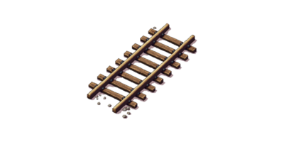 Wooden railway track section isolated on transparent background png