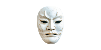 White oni mask with fierce expression isolated on transparent background png