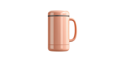 Peach colored portable thermos with handle isolated on transparent background png