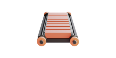 Conveyor belt treadmill with orange rollers isolated on transparent background png