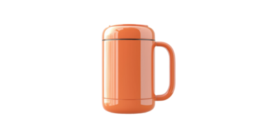 Orange thermos mug with handle isolated on transparent background png