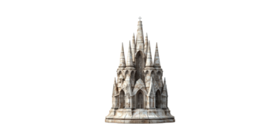 Gothic cathedral tower isolated on transparent background png