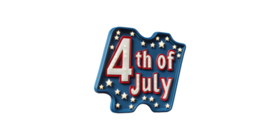 3d 4th of july sign with stars isolated on transparent background png