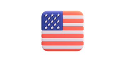 3d united states flag icon with stars and stripes isolated on transparent background png