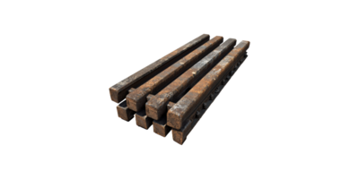 Set of rusty steel beams isolated on transparent background png
